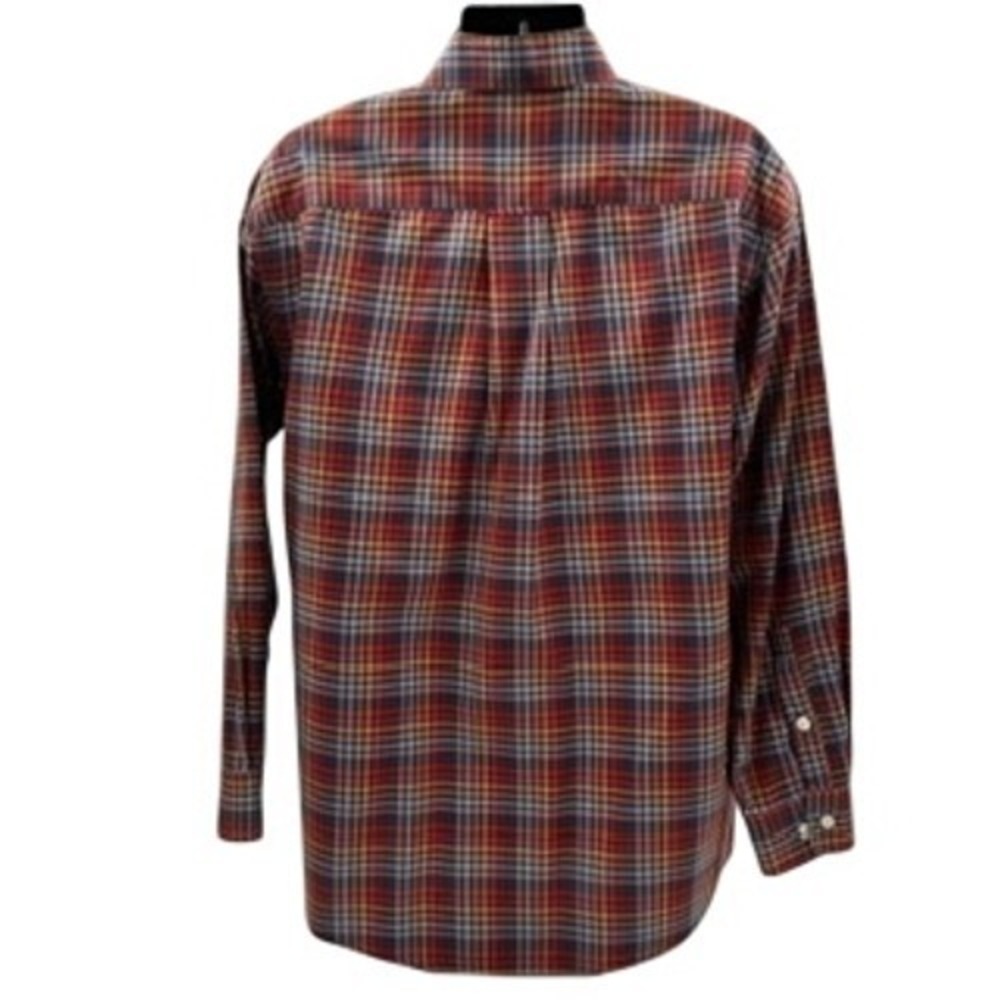 Orvis Mens Large Plaid Button Down Shirt Red Blue Orange Cotton Long Sleeve L - Picture 11 of 12